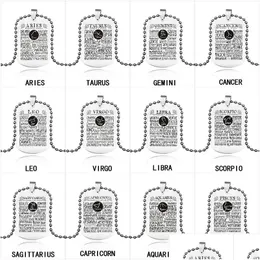 Collane a pendente in acciaio inossidabile 12 collana di lettere zodiacali per donne uomini costellazione segno di titanio perle perle catene ebreo ebreo dhful