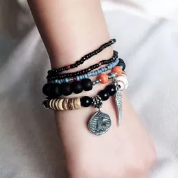 Europei e americani fatti a mano con perline a mano retrò bohémien National Wind Rice perline di moda Demon Eyes Bracciale Multiyer Bracciale Femmina Blessing Blessing Career Success