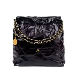 10A Mirror Quality Luxury designers bag Mini Bucket Bags 22 handbag 35cm shopping bag Calfskin Quilted Tote Black Purse Womens Shoulder Silver Chain Bag With Box