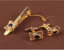 MEN039S CUFF Links Bindungsclip -Sets Ärmeln Knopfknopf Stickpin Set Krawatte Stange Cufflink Anzug Hemdzubehör Golden S9530762