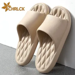 Slippers CHRLCK Soft Home Couple Summer Large Size Bathroom Sandals El Solid Color Men Women Flip Flops Flat Shoes