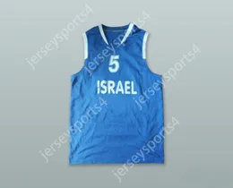 مخصص اسم مخصص للشباب/الأطفال Naor Sharon 5 Israel Blue Basketball Jersey Top Sitched S-6XL