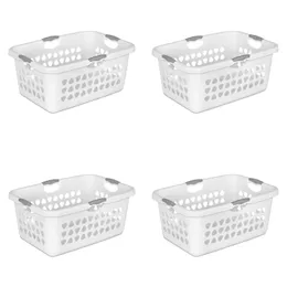 2 Bushel Ultra Laundry Basket Plastic White Set of 4 240424