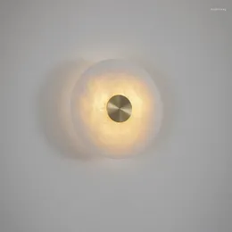 Wandlampe minimalistische Kupfer Marmor kreisförmige Wohnzimmer Schlafzimmer Studie Licht moderner Designer Hintergrund Wohnkulturlampen