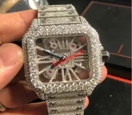 2022 New Skeleton Sier Moiss Anite Diamonds Watch Pass TT Quartz Movement Top Quality Men Luxury Iced Out Sapphire Watch With Box4764552