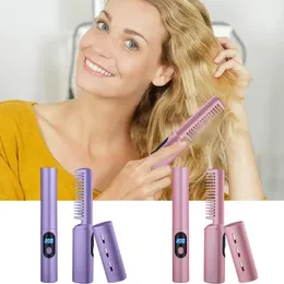 Hair Straightener Brush Anti-Frizz 2-in-1 Comb Mini Ionic Lightweight 240424