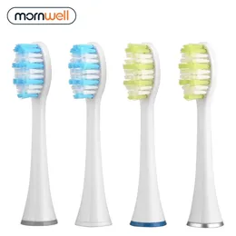Mornwell 4pcs رؤوس فرشاة الأسنان البديلة المعيارية البيضاء مع قبعات لـ Mornwell D01/D02 فرشاة الأسنان الكهربائية 240422