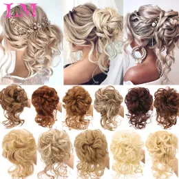 Chignon lm synthetisches Haarbrötchen Chignon Chaos lockiges Haar Band Elastizität knackiger falscher Haarstücke für Frauen Haarnadeln Schwarzbraun