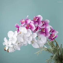 Flores decorativas 3pc 10 cabeças Big Phalaenopsis Orquídeas de toque real artificial Orquídeas de decoração de casamentos Floral