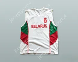 اسم مخصص للرجال الشباب/الأطفال بيلاروسيا 6 أبيض لكرة السلة قميص أعلى مخيط S-6XL