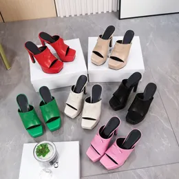 Kadınlar Lüks Topuklu Sandale Tasarımcı Sandalet Seksi Platform Yaz Toe Slides Terlik Stiletto Terlik Square Sheep Dkin Platform Yüksek Topuklu Sandals