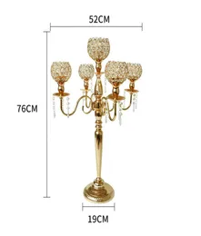 Crystal Candlesticks عمود الزجاج المعدني شمعة Tealight حاملي الفوانيس المنزل الزفاف الجدول مركزية القطع الملحقات.