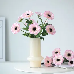 Fiori decorativi 3 teste artificiale Anemone seta falsa flores bouquet nozze feste di compleanno decorazione decorazione fai da te