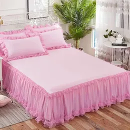 Saia da cama 1pc Princesa não deslize a capa de colchão com babados de renda com capa de cama de capa de cama de cama