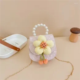 Shoulder Bags Version Of The Children's Pearl Handbag Small Package 2024 Bag Cartoon Cute Flowers Coin Female Crossbody