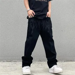 Y2K Black Pocket Jeans Mens Street Wear American Retro Stamping Letterpants Straight Hip Hop Shorts 240426