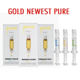 Gold luer trava seringa de vidro puro 1,0 ml com marca de medição Ferramenta de preenchimento de óleo para óleos grossos Vaporizador de cartucho 3 caixas de cores embalagem