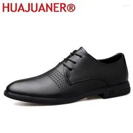 Casual Shoes Men Dress Italian Full Grain Cow Genuine Leather Oxfords Classic Luxe High Quality Design Wedding Male