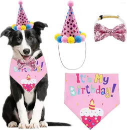 Dog Apparel Birthday Party Supplies Boy Girl Hat With Numbers Puppy Bandana Bow Set