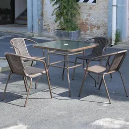 Mobili da campo Tavolo da esterno e sedia da giardino Courtyard Terrace con ombrello Rattan Balcone