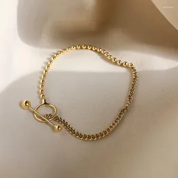 ربط أساور Gsold Small Beaded Chain Clasps Clasps سوار الحد الأدنى نمط OT النحاس Gold Sliver Color Women Friend Gift