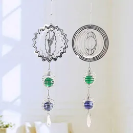 Decorative Figurines Metal 3D Wind Chimes Spinner Hummingbird Hanging Eye Crystal Ball Cage Pendant With Hook Boho Home Wall Garden Art