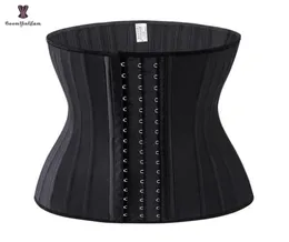 كريم أسود 3 خطاف والعين 25 من الصلب مدرب الخصر اللاتكس فاجاس حزام الحزام بالإضافة إلى حجم الملابس الداخلية corselet النساء 228110628