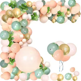 Partydekoration 146pcs Retro grüne Haut Nackt rosa Goldballons Babyparty Hochzeitsbogen Garland Kit Blush Ballon Geburtstag