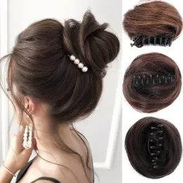 Chignon Kadın Pençe Klipsi Saç Çörekler Sentetik Kıvırcık Chignon Ombre Pençe Saç Dağınık Çörekler Updo Pençe Klipsi Kadınlar İçin Saç Parçası