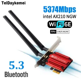 Controls 5374Mbps Bluetooth 5.3 WiFi 6e PCIe Adapter Intel AX210 Tri Band Wireless WiFi 6 Network Card Windows 11 Window10 للكمبيوتر الشخصي