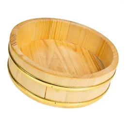 Servis uppsättningar sushi hink serverande cirkelbricka restaurang container japansk trä ris hög kapacitet stor skål
