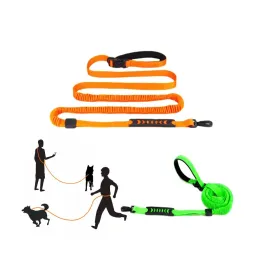 Leases Dog Leash, Hands Free 4in1 Multifunktion Stöttabsorberande bungee Dog Collar Leases för att gå i löpande säkerhetsbils säkerhetsbälte