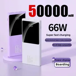 Mobiltelefon -Strombanken 50000MAH 66W Ultra Fast Ladepaket Pack tragbares Ladegerät externe Hochkapazität Akku 2 USB für iPhone Samsung Power Pack J2404 geeignet