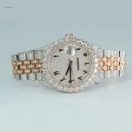 Mens Hip Hop Color Rose Gold Totalmente gelado Moissanite Diamonds Wrist Watches de alta qualidade de jóias com clareza VVS