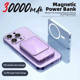 Mobiltelefon -Strombanken 30000mAh Magnetic Power Pack 225W Qi Wireless Ladepaket Pack für iPhone 15 14 13 Samsung Huawei Xiaomi Super Fast Lade J24042 geeignet