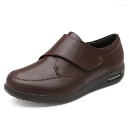 Casual Shoes XIHAHA Man Leather Old People Shoe Senile Wide Feet Swollen Women Eversion Soft Comfortable Diabetic