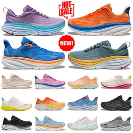 Scarpe casual per uomini scarpe da donna scarpe da ginnastica bondi 8 clifton 9 triplo cielo bianco nero cieco costante vibrante arancione illuminato dall'oceano verde esterno allenatori sportivi all'aperto