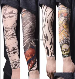 Tattoos Art Health Beauty Warmer Nylon Elastic Fake Temporary Tattoo Sleeve Designs Body Arm Stockings Tatoo For Cool Men Women 4966615