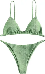 Frauen sexy Bikinidesigner Bikinidesigner Badebekleidung Dreieck Cami Halfter Badeanzug Strukturierte High -Split -Tanga Badeanzug Flirty Swimwea Flirty Swimwea