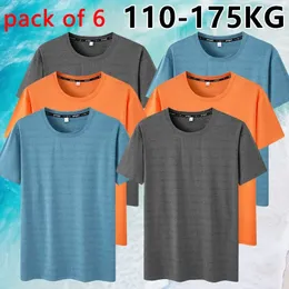 남성 6 피스 플러스 사이즈 TSHIRT 175kg 여름 스포츠 빠른 건조 대형 둥근 목 짧은 슬리브 달리기 240422