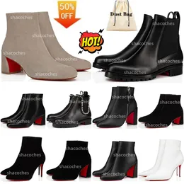 Boots Red Popular Bottom Womens Trendy Bottoms Women Ankle Boot Short Booties Black Calf Leather Luxury Reds Soles Brown White