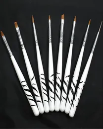 Whole8pcs Manicure målningsverktyg Set Crystal Carved Potherapy Nail Pull Chien Brush Pen Zebra Whole M019079429156