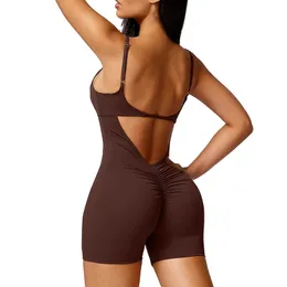 Seksowna bez pleców kombinezon kobiet jeden kawałki strój romper na sportową siłownię fitness Bodysuit Gyms Sports Monos Mujer 240425