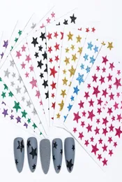 Design de estrela colorida Design 3D Adesivos de unhas transferem controles deslizantes para unhas de diy Decoração de adesivo de decoração de adesivo de manicure