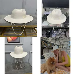 Brim Wide Hats Summer Arrival Double Chain Strap Fedora Hat Straw For Womenwide299h Original Quality