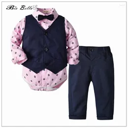 Clothing Sets Autumn Baby Boy Formal Gentlemen Wedding Birthday Vest TShirt Pants Infantil Costume Suit Child Spring Outfits Set