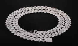 13mm Iced Cuban Link Prong Chain 14K White Gold Plated 2 Rows Diamonds Halsband Kubik Zirkoniumsmycken 1624 tum längd66808147549013