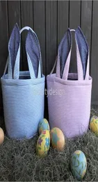 New Seersucker Easter Bag Pestive Cute Bunny Ears Basket Easters Egg Storage Bucket Outdize Plantable Picnic Bag DD936750