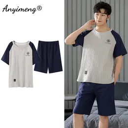 Big Size 4XL Summer Shorts for Young Men Cotton Sleepwear Raglan Leisure Pajamas Boy Fashion Loungewear Pijamas Teenager 240428