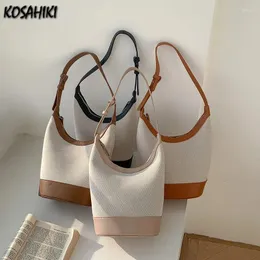 Shoulder Bags Patchwork Contrast Color Vintage Office Lady Elegant Underarm Bag Chic Fashion Women Trendy Handbags Y2k Aesthetic